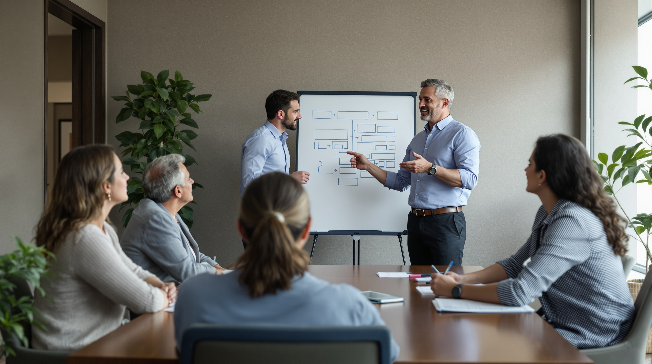 Family business consulting session with multi-generational family