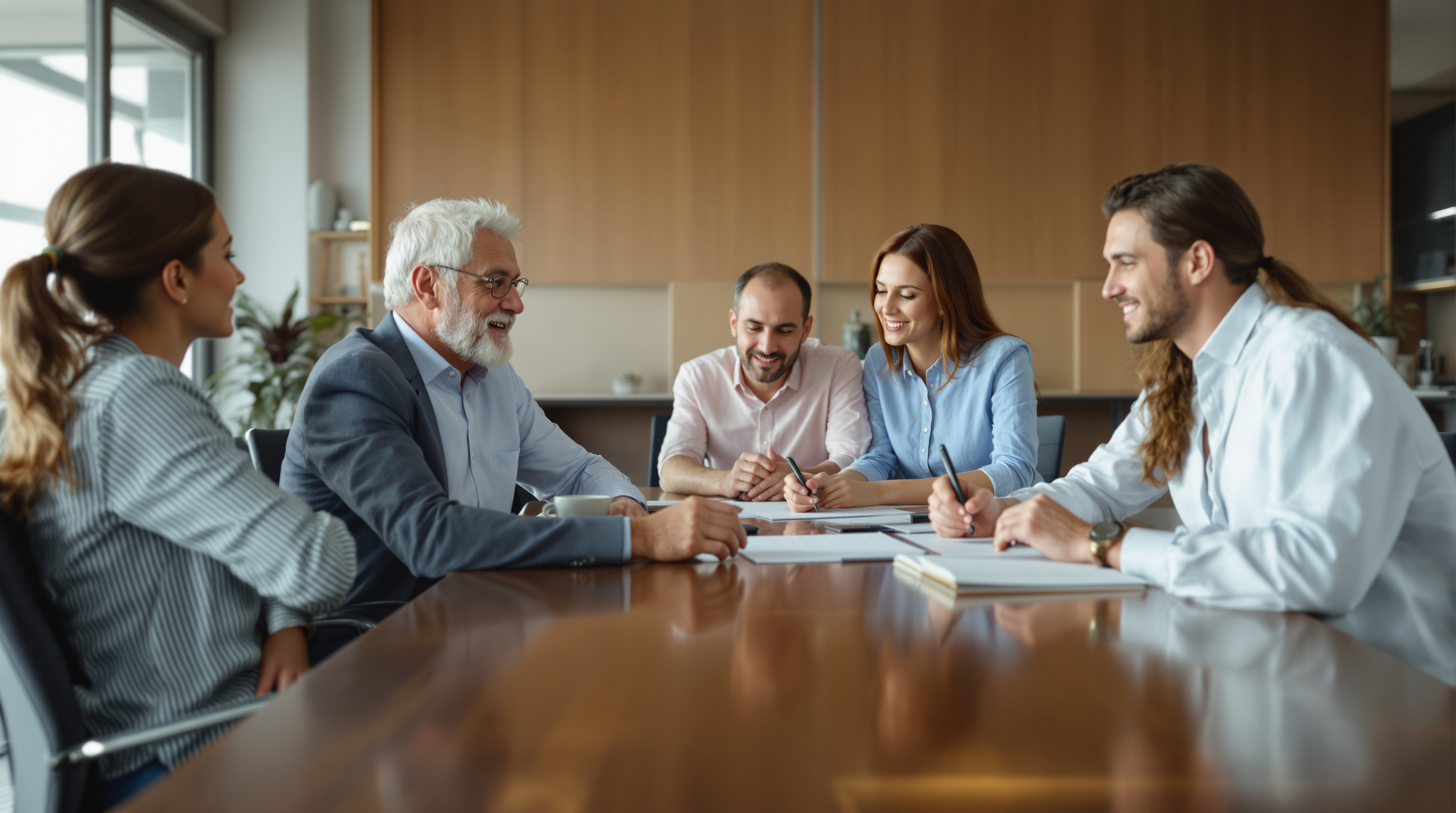 Multi-generational family business team in strategic planning meeting